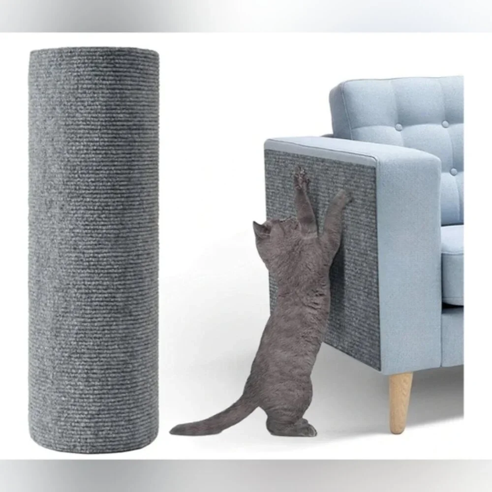 NWT Cat Scratching Mat furniture protector Roll of self adhesive Mat gray